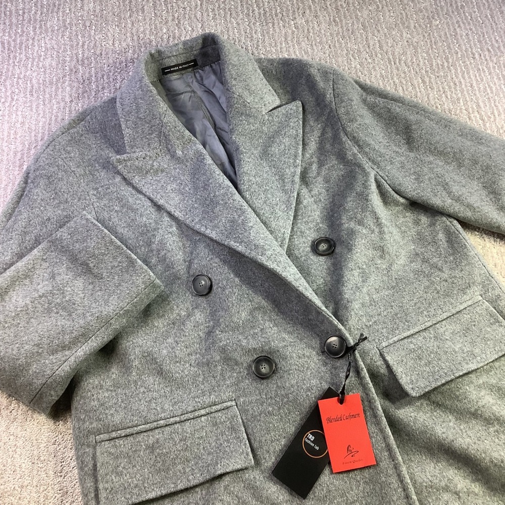 TRD Fashion Lab Made in Italy Wool Cashmere Double Breasted Coat Size 12 NWT
